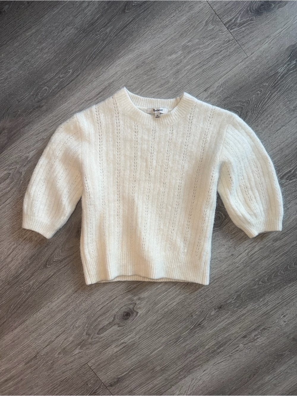Madewell Cream Puff Sleeve Crewneck Sweater